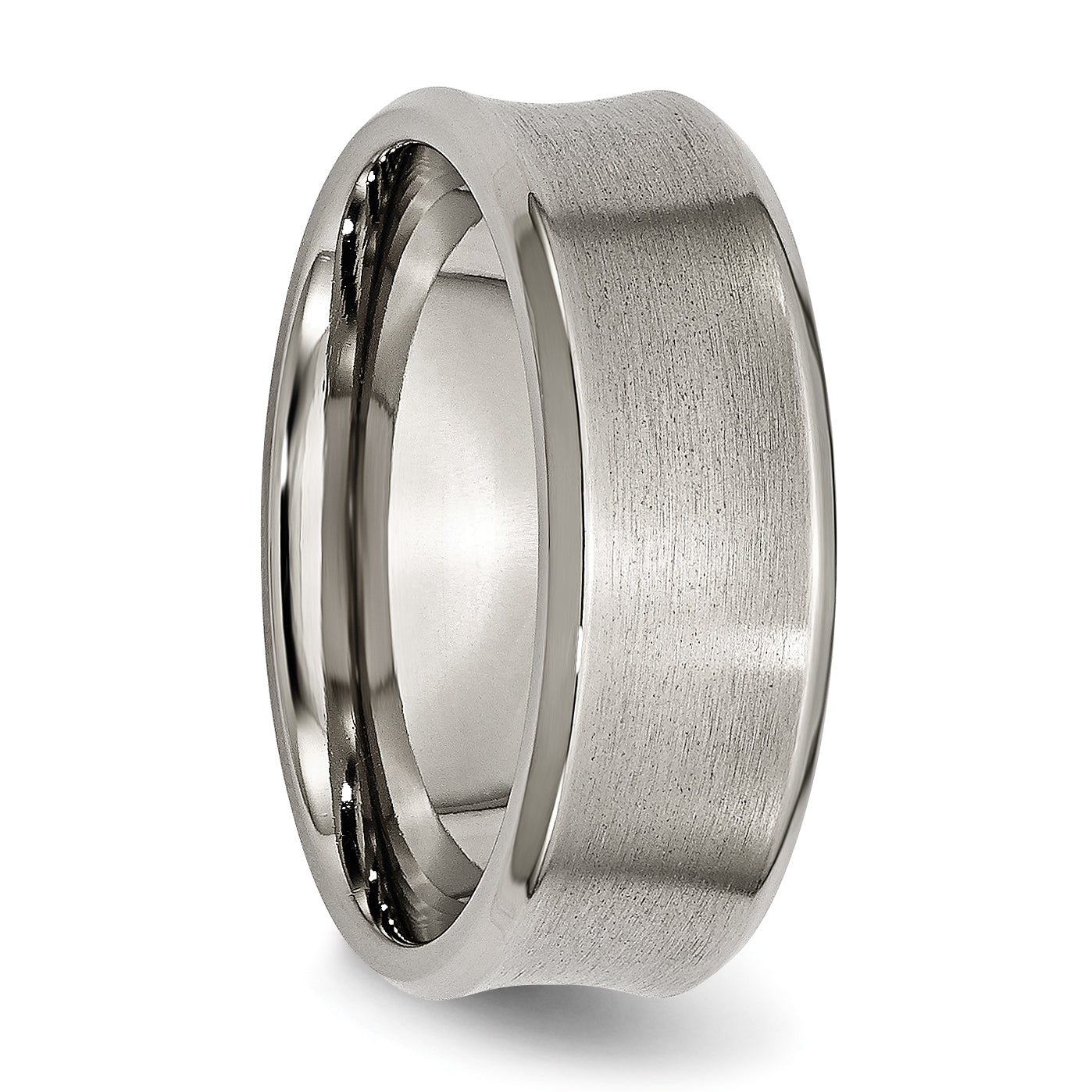 Concave Beveled-Edge Wedding Band in Titanium, 8mm