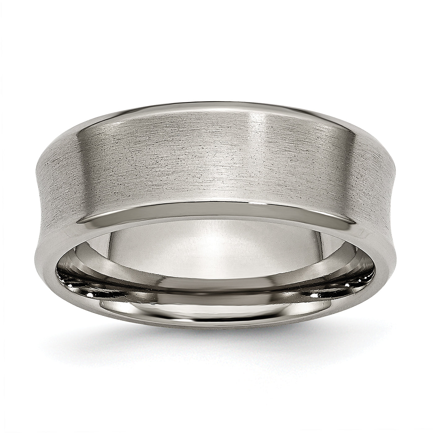 Titanium Brushed and Polished Concave 8mm Beveled Edge Band Main image