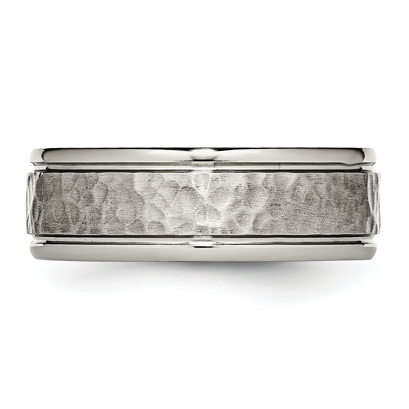 Titanium Unisex Wedding Band with Satin Hammered Center Engravable