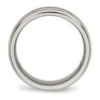 Grooved CZ Wedding Band in Titanium, 8mm