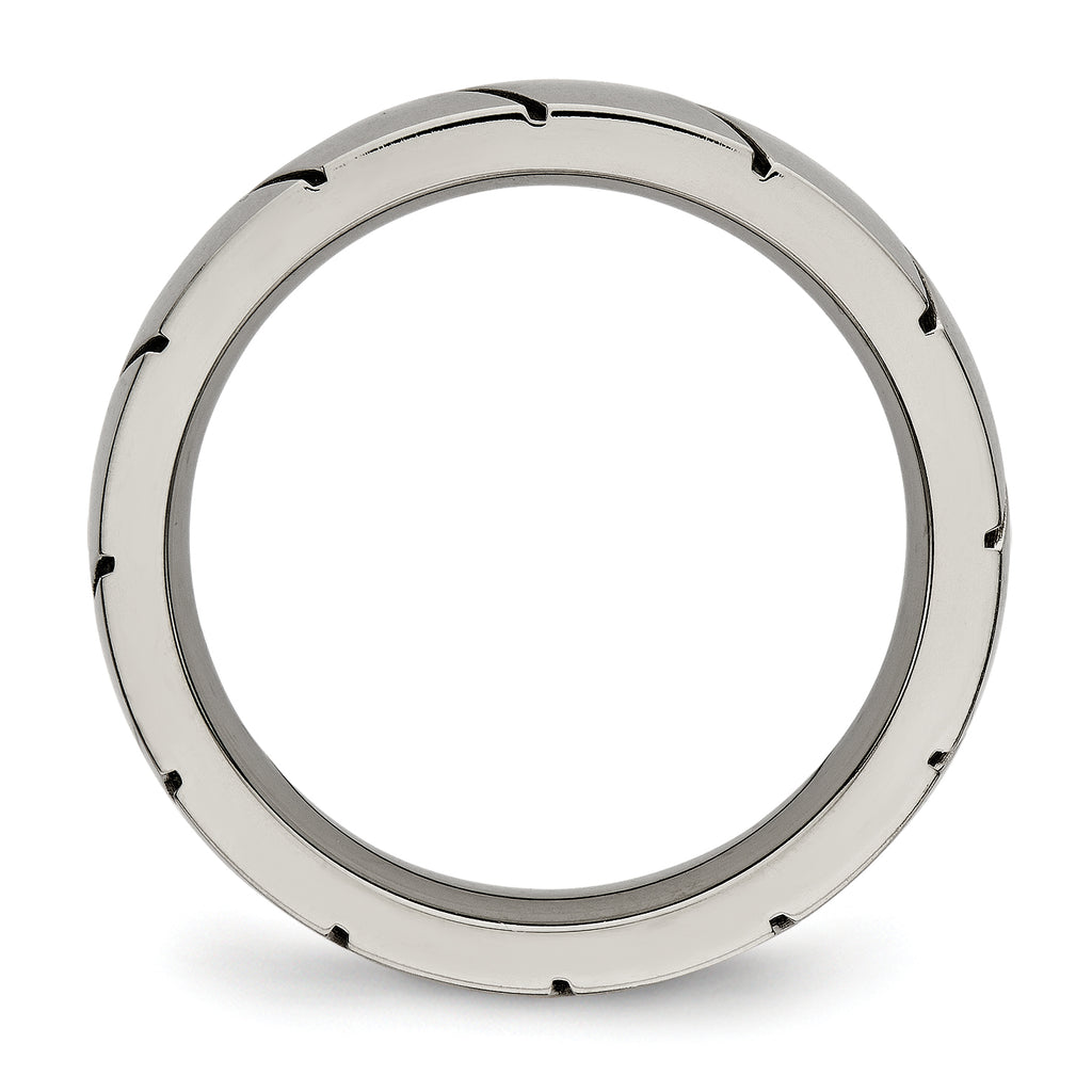 Grooved Wedding Band in Titanium, 4mm