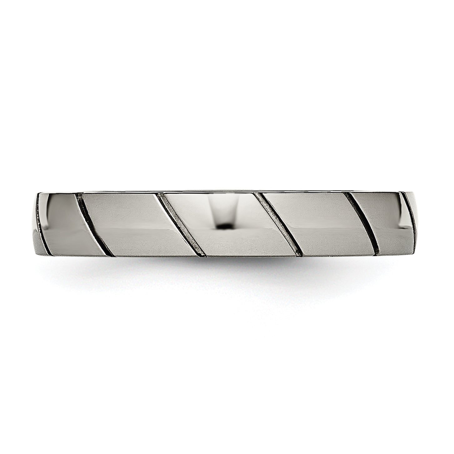 Grooved Wedding Band in Titanium, 4mm