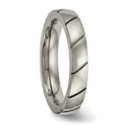 Grooved Wedding Band in Titanium, 4mm