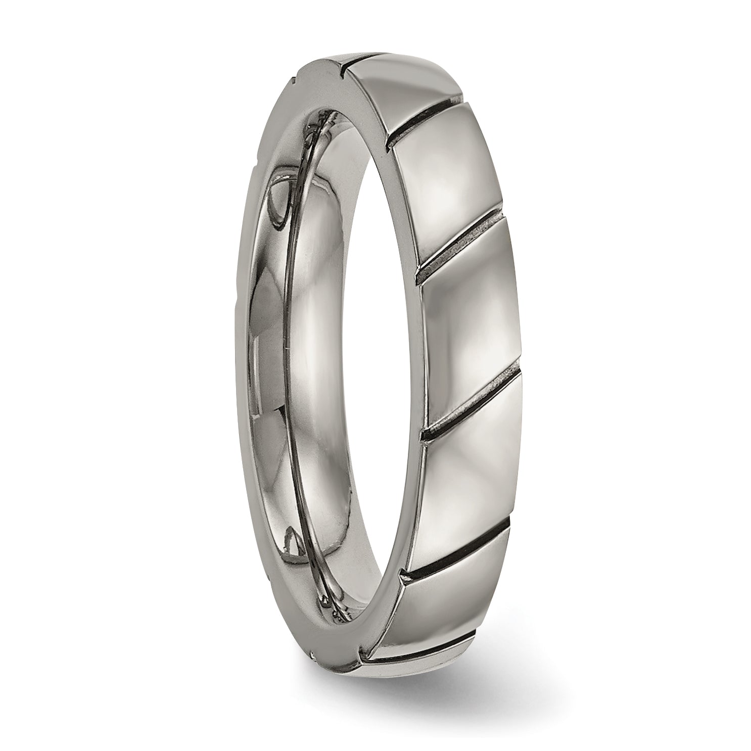 Grooved Wedding Band in Titanium, 4mm