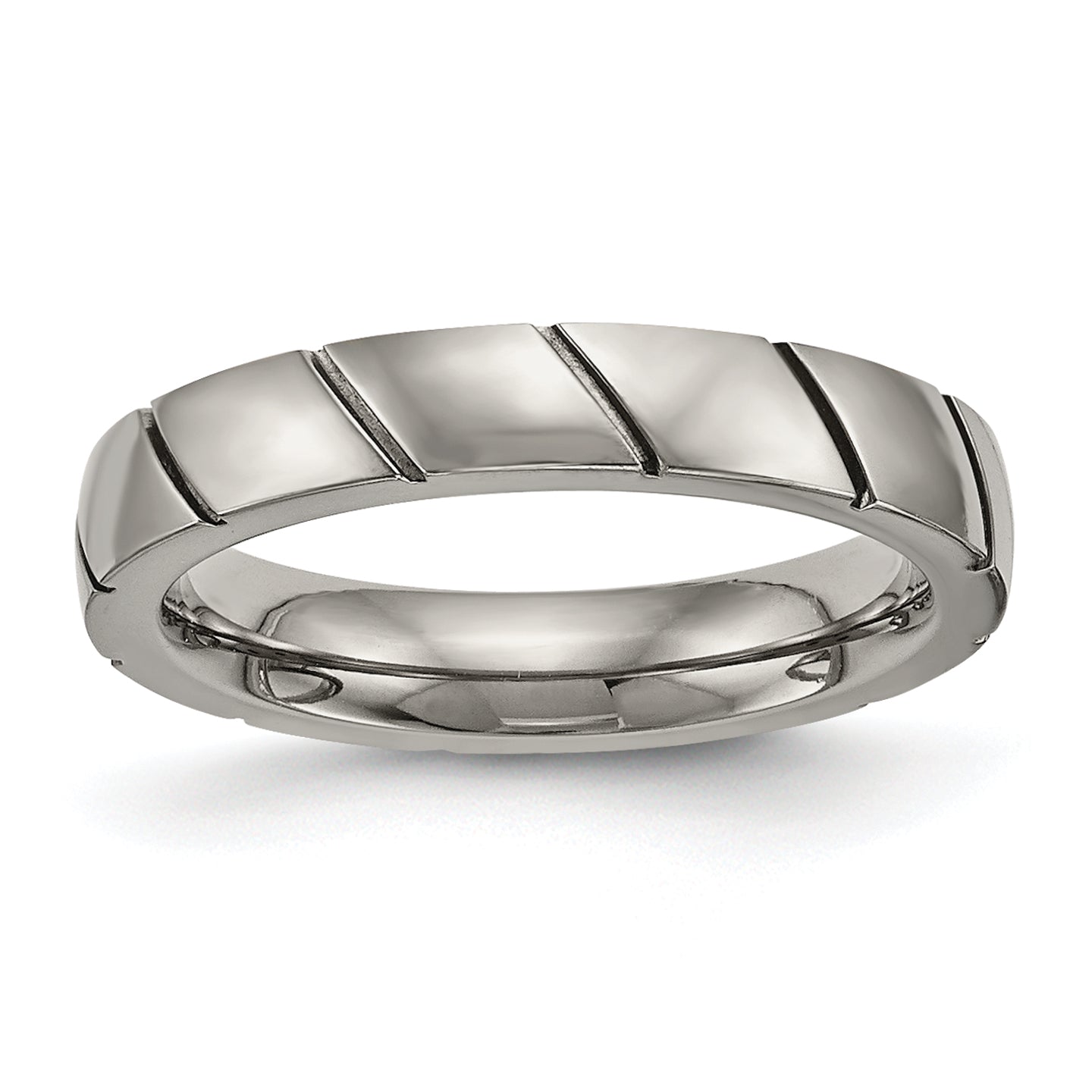 Titanium Polished 4mm Grooved Band Main image