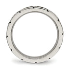 Grooved CZ Wedding Band in Titanium, 4mm