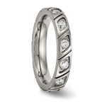 Grooved CZ Wedding Band in Titanium, 4mm