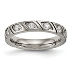 Titanium Polished with CZ 4mm Grooved Band