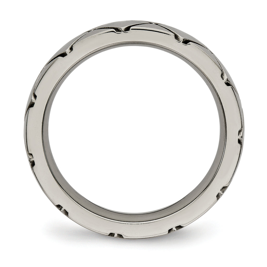 Criss-Cross Grooved Wedding Band in Titanium, 4mm