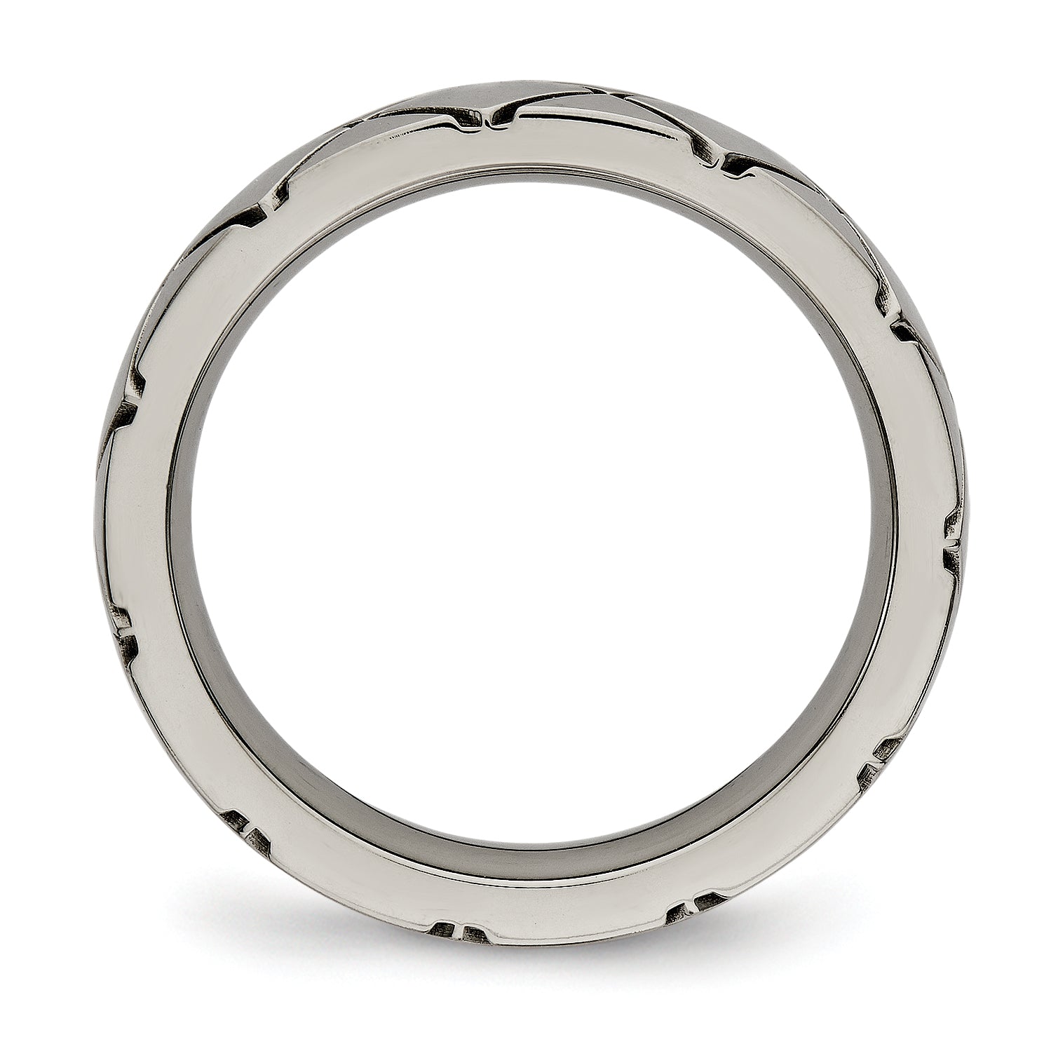 Criss-Cross Grooved Wedding Band in Titanium, 4mm