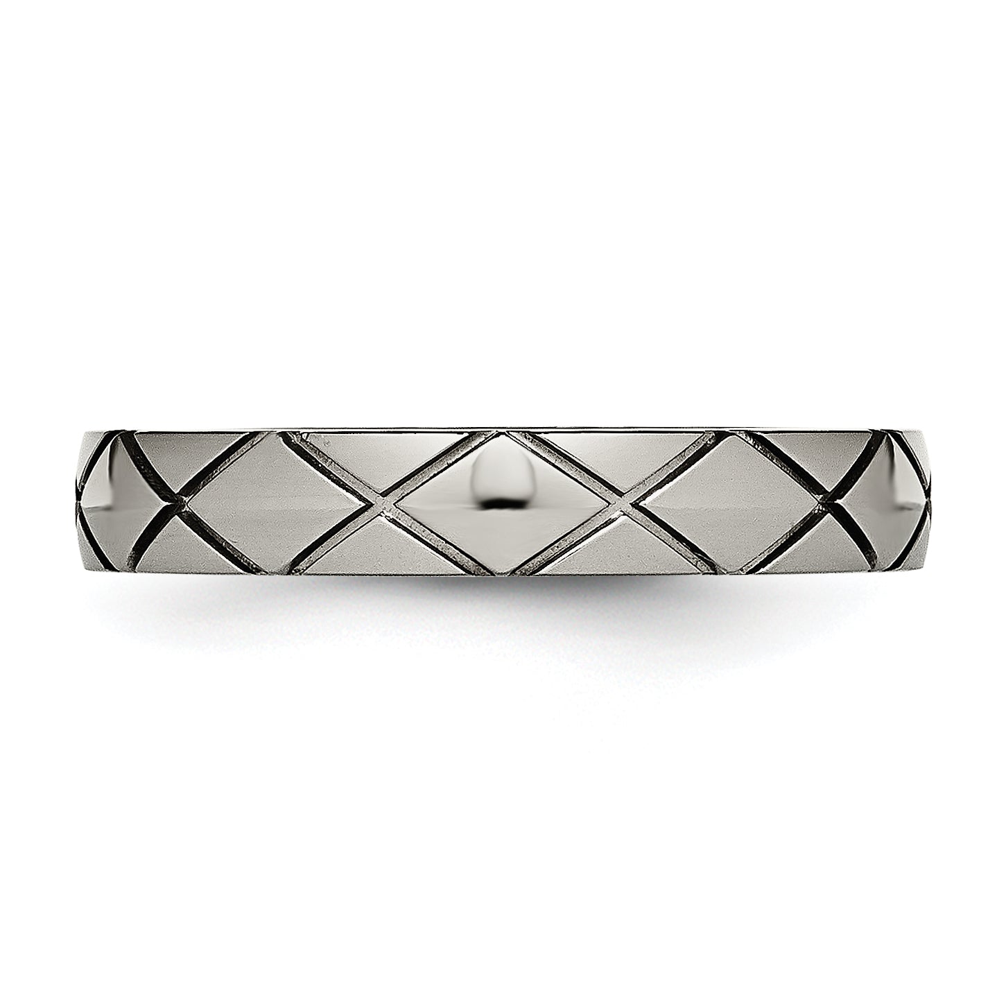 Criss-Cross Grooved Wedding Band in Titanium, 4mm