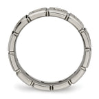 Grooved CZ Wedding Band in Titanium, 5mm