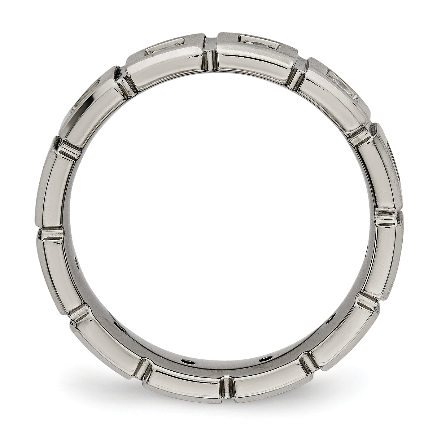 Grooved CZ Wedding Band in Titanium, 5mm