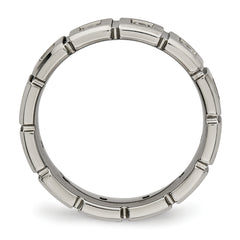 Titanium Grooved 5mm CZ Wedding Band Polished & Brushed Unisex