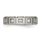 Grooved CZ Wedding Band in Titanium, 5mm