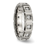Grooved CZ Wedding Band in Titanium, 5mm