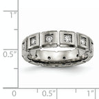 Grooved CZ Wedding Band in Titanium, 5mm