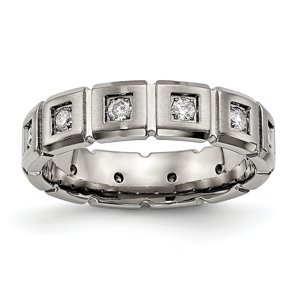 Titanium Brushed and Polished with CZ 5mm Grooved Band
