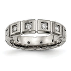 Titanium Brushed and Polished with CZ 5mm Grooved Band