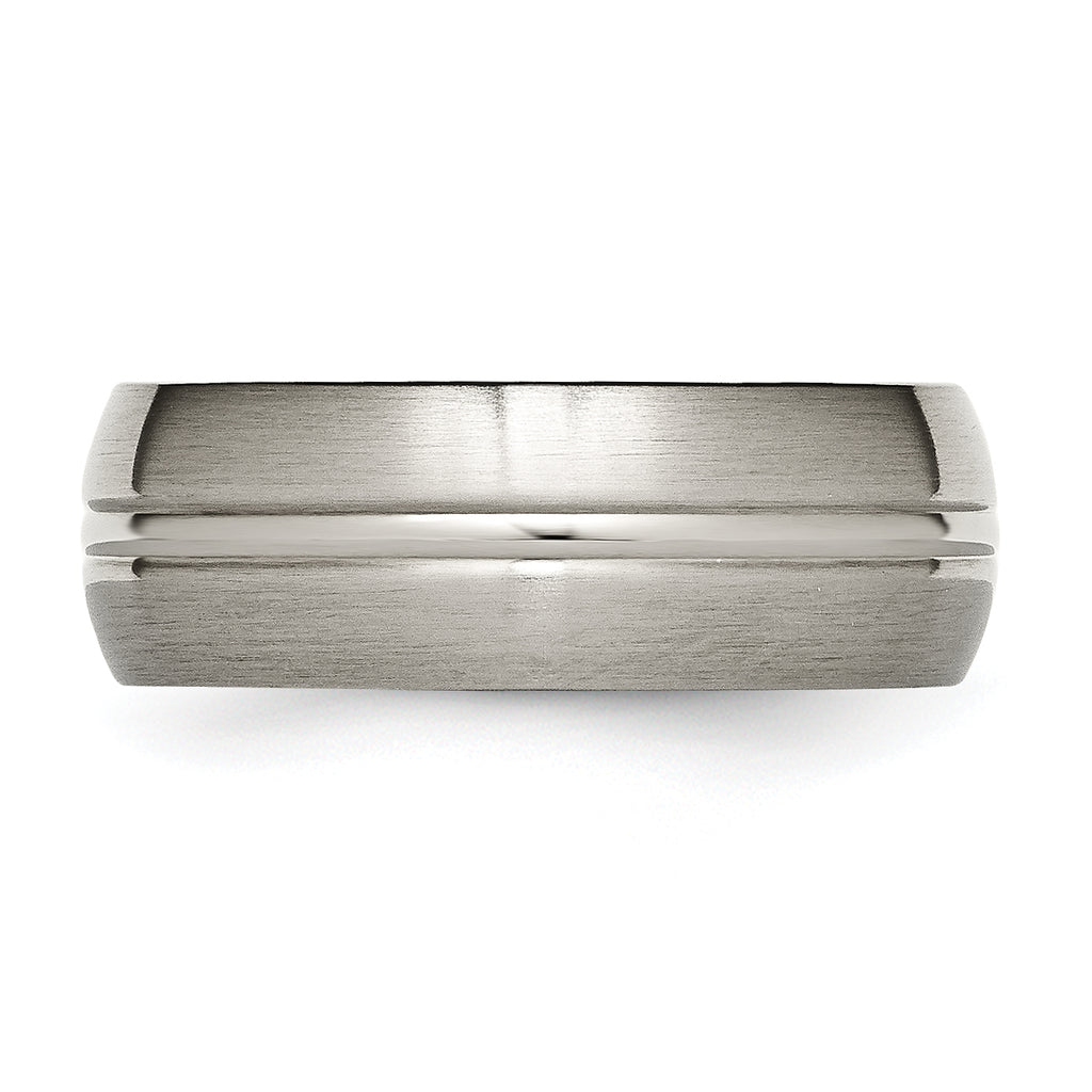 Grooved Wedding Band in Titanium, 8mm
