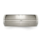 Grooved Wedding Band in Titanium, 8mm