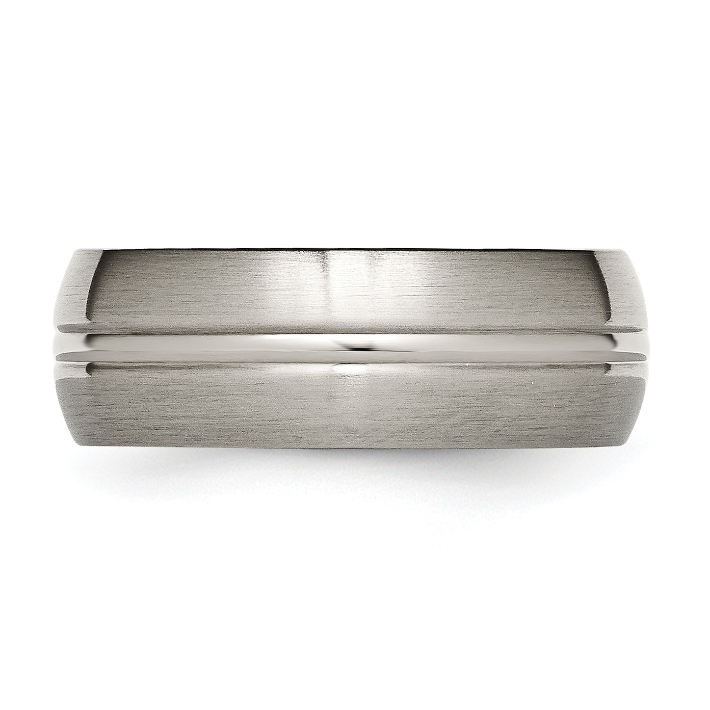 Grooved Wedding Band in Titanium, 8mm