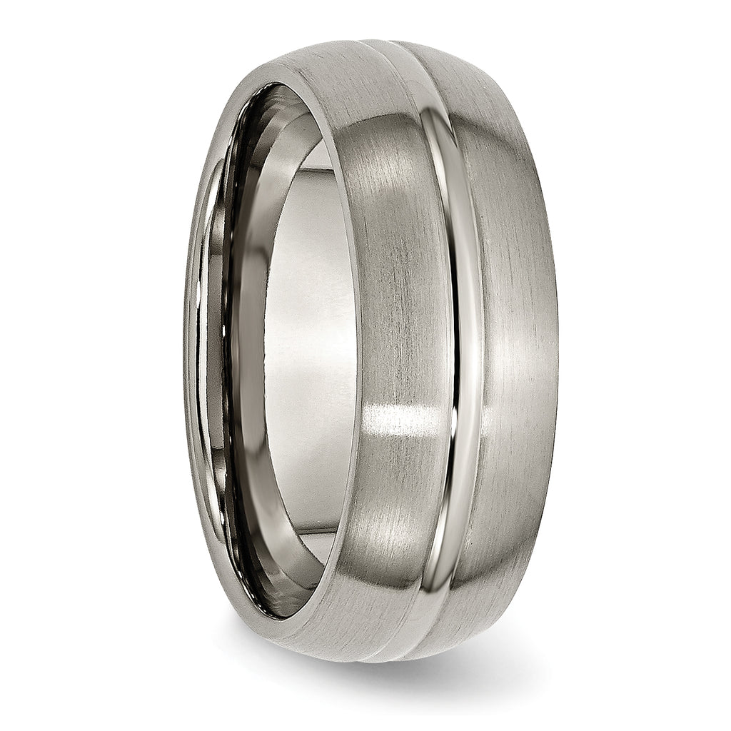 Grooved Wedding Band in Titanium, 8mm