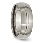 Grooved Wedding Band in Titanium, 8mm