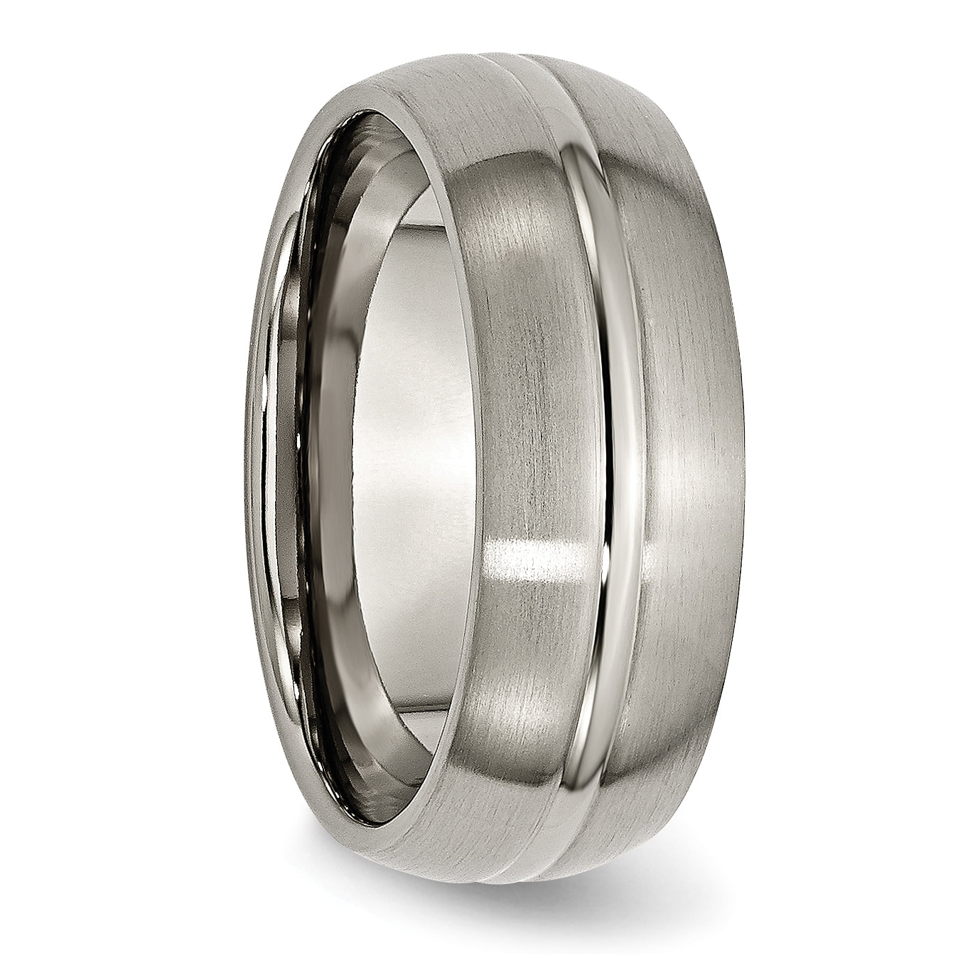 Grooved Wedding Band in Titanium, 8mm