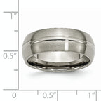 Grooved Wedding Band in Titanium, 8mm
