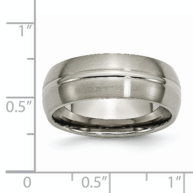 Grooved Wedding Band in Titanium, 8mm
