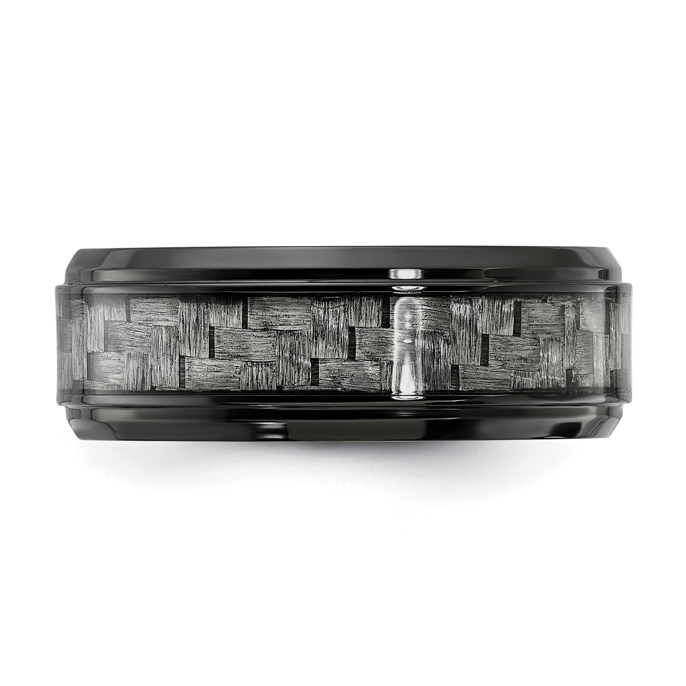 Black Titanium Polished with Grey Carbon Fiber Inlay 8.00mm Band