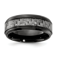 Black Titanium Polished with Grey Carbon Fiber Inlay 8.00mm Band