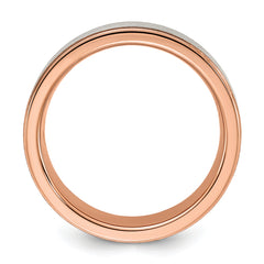 Titanium Brushed and Polished Rose IP-plated 7mm Band