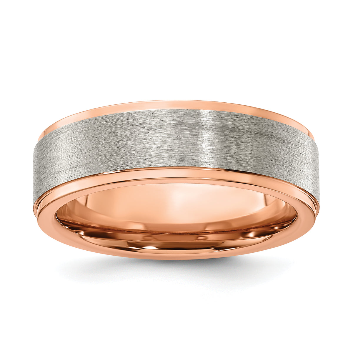 Titanium Brushed and Polished Rose IP-plated 7mm Band