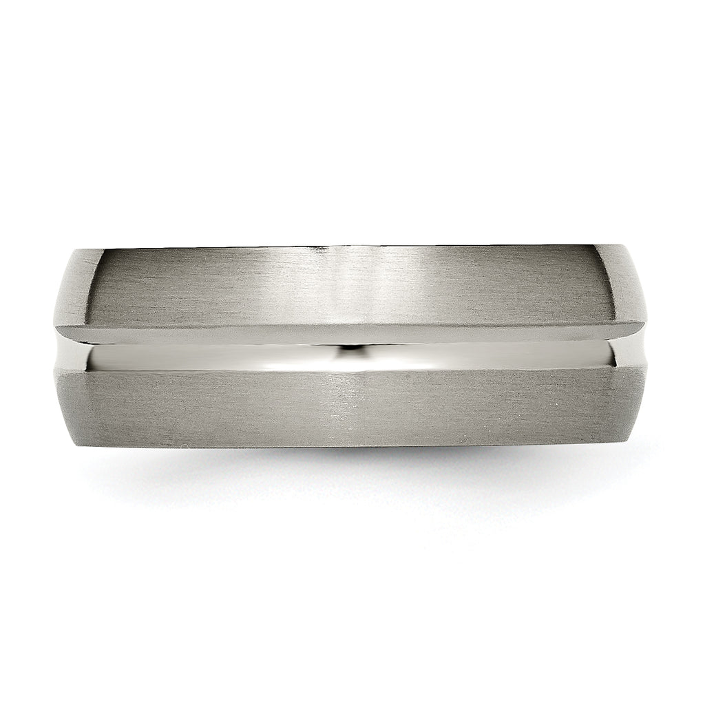 Grooved Wedding Band in Titanium, 8mm