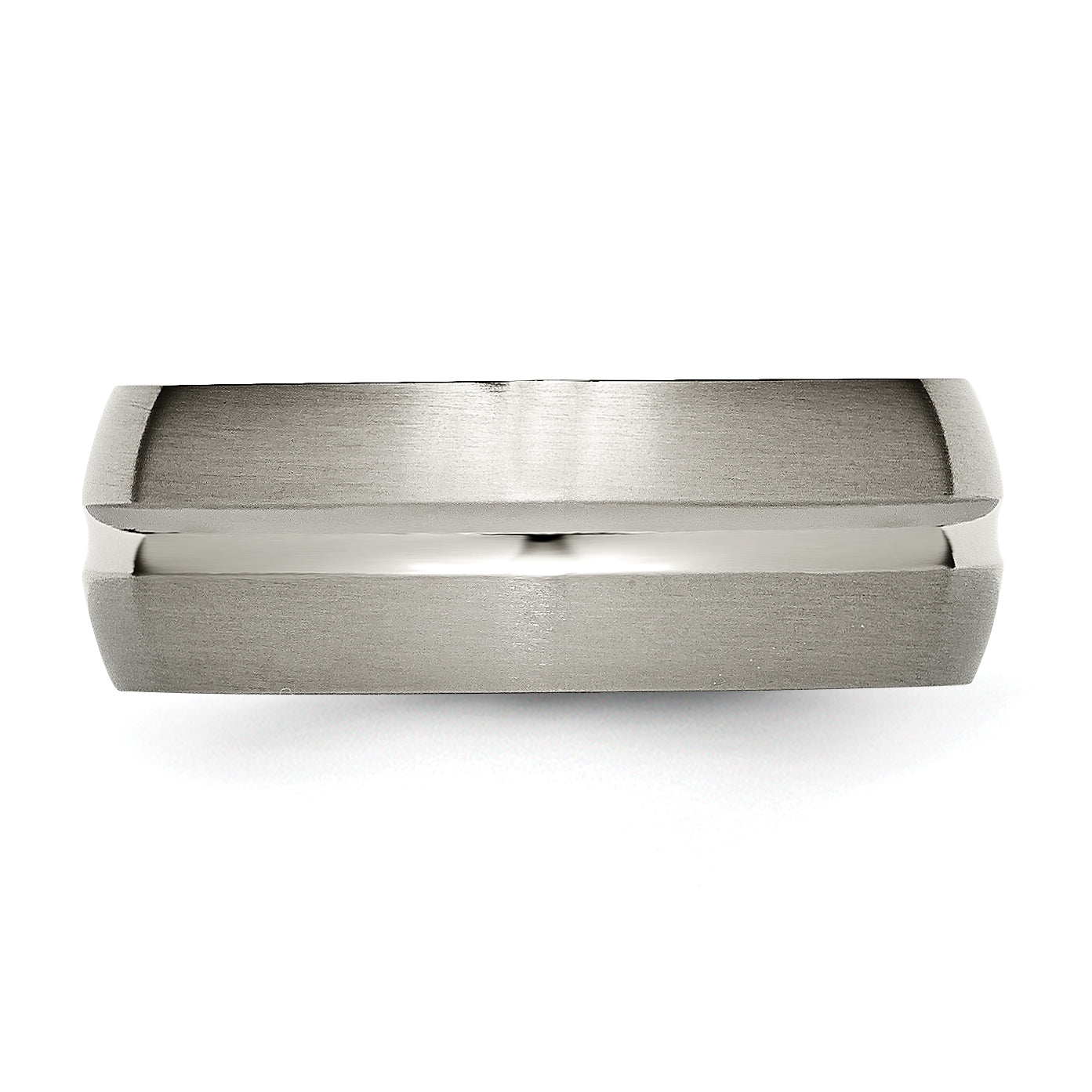 Grooved Wedding Band in Titanium, 8mm