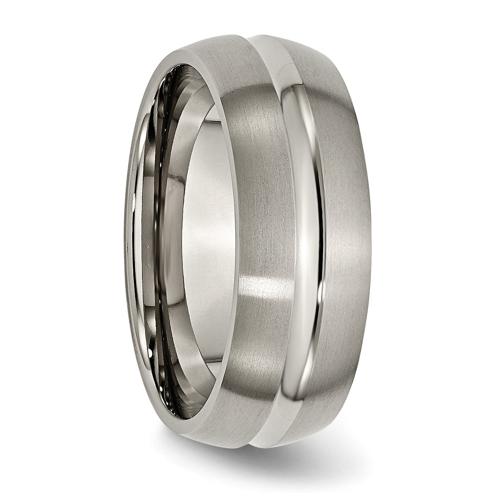 Grooved Wedding Band in Titanium, 8mm