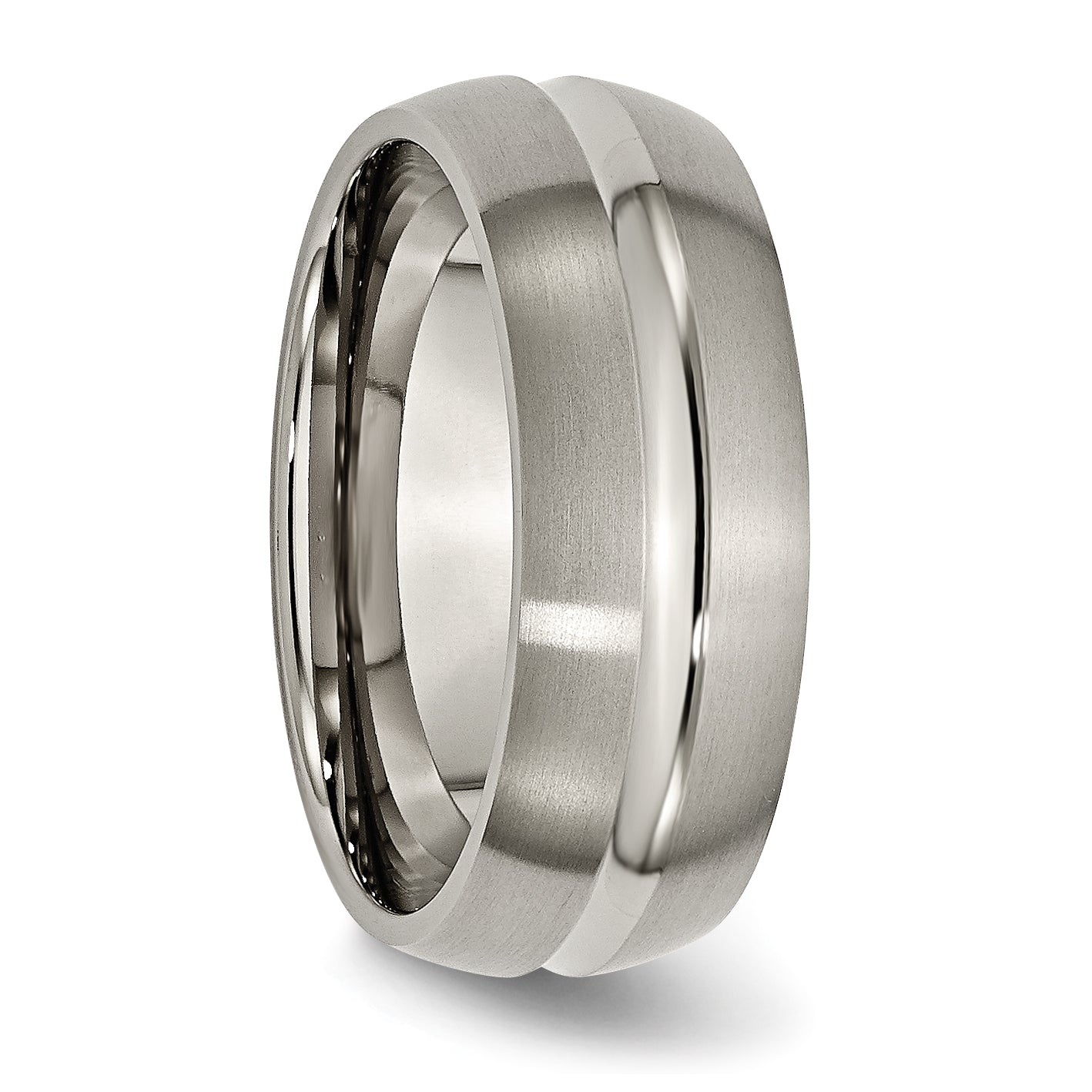 Grooved Wedding Band in Titanium, 8mm