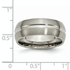 Grooved Wedding Band in Titanium, 8mm