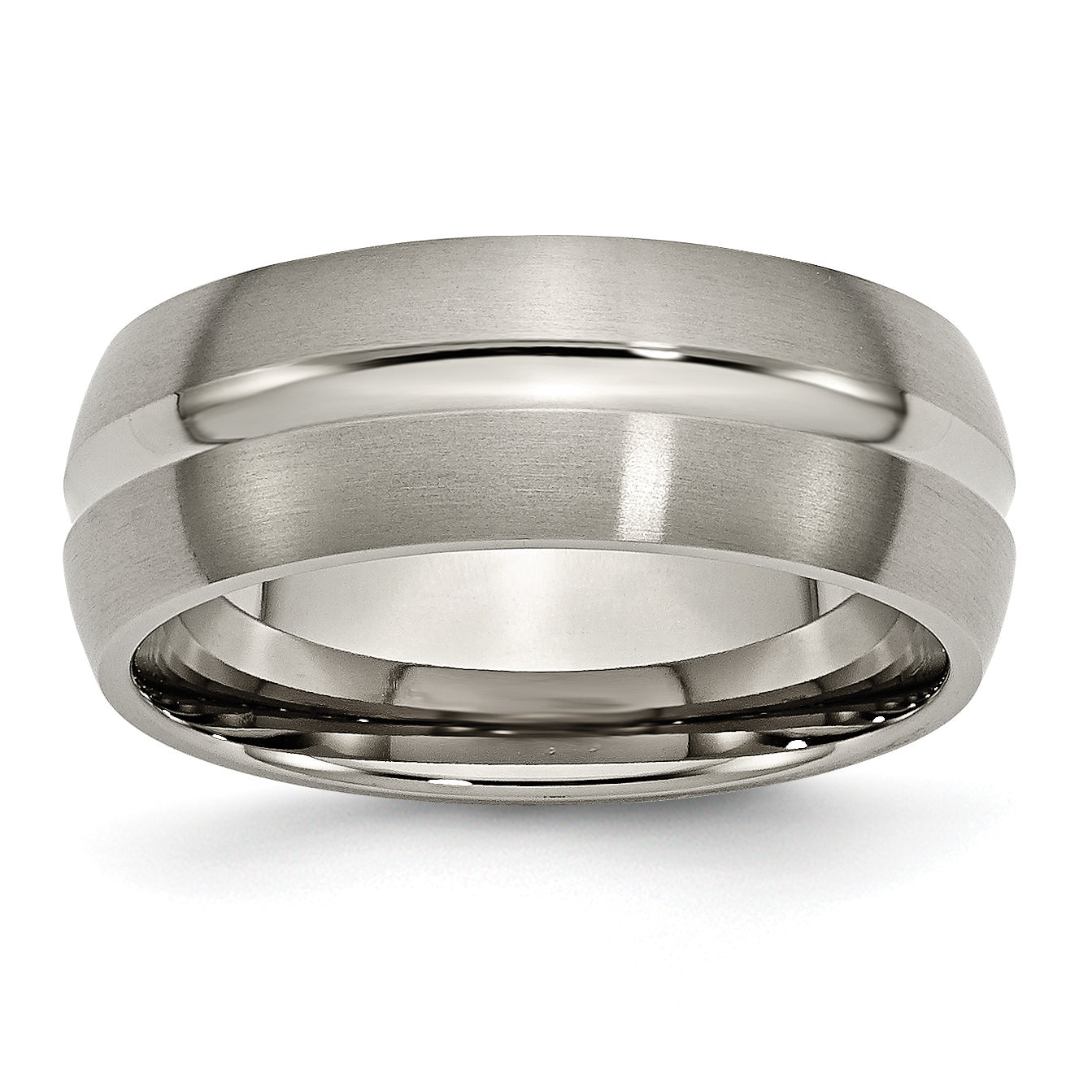 Titanium Brushed and Polished 8mm Grooved Band Main image