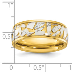 Titanium Polished Yellow IP-plated with Ceramic Fragments Inlay 8mm Band