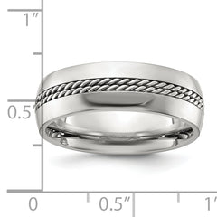 Titanium Polished with Curb Chain Inlay 7mm Band