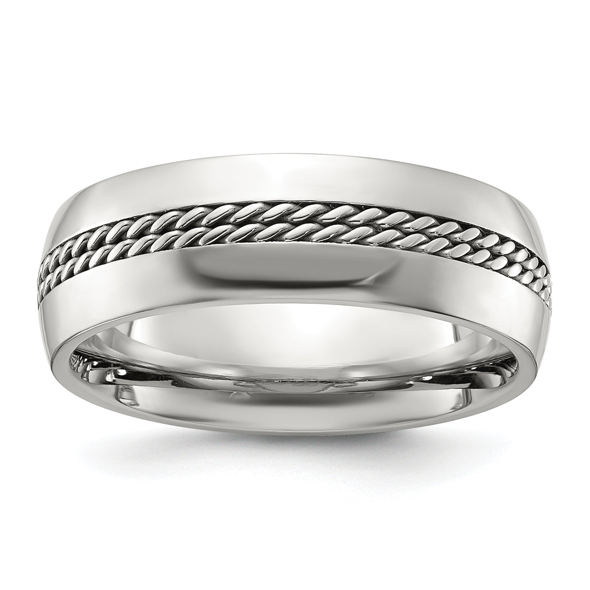 Titanium Polished with Curb Chain Inlay 7mm Band