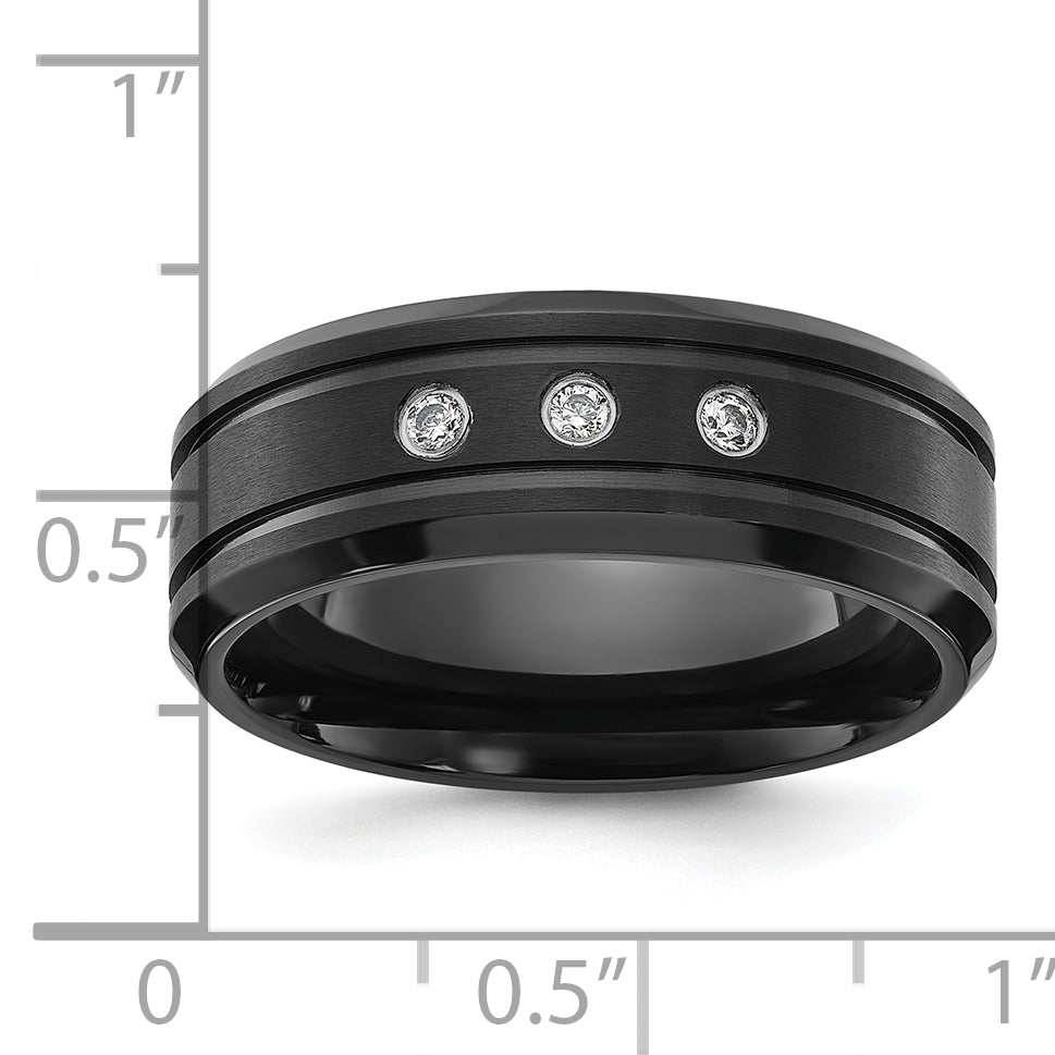 Titanium Polished Black IP-plated CZ 8mm Band