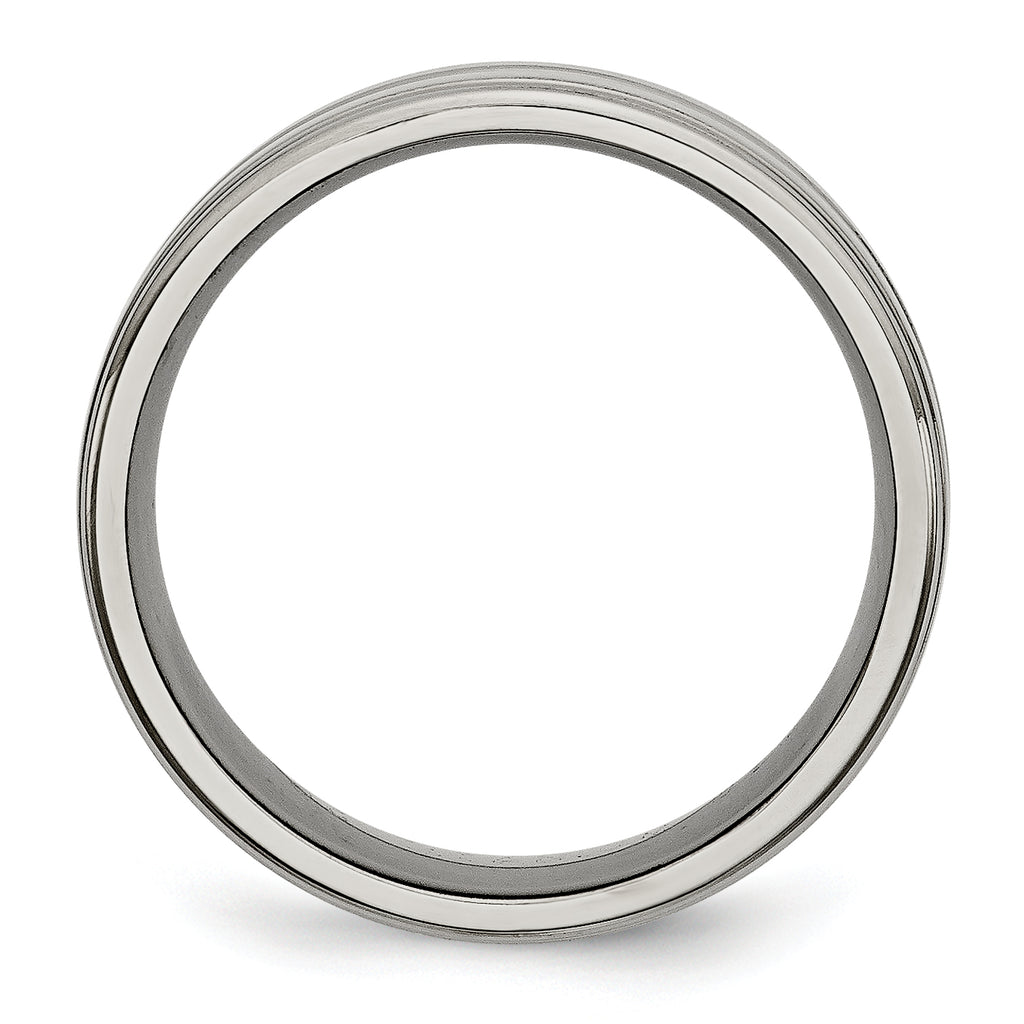 Grooved Wedding Band in Titanium, 8mm