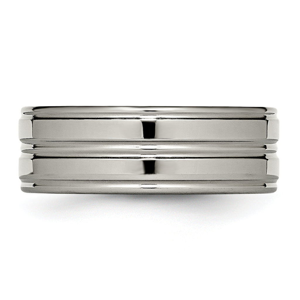 Grooved Wedding Band in Titanium, 8mm
