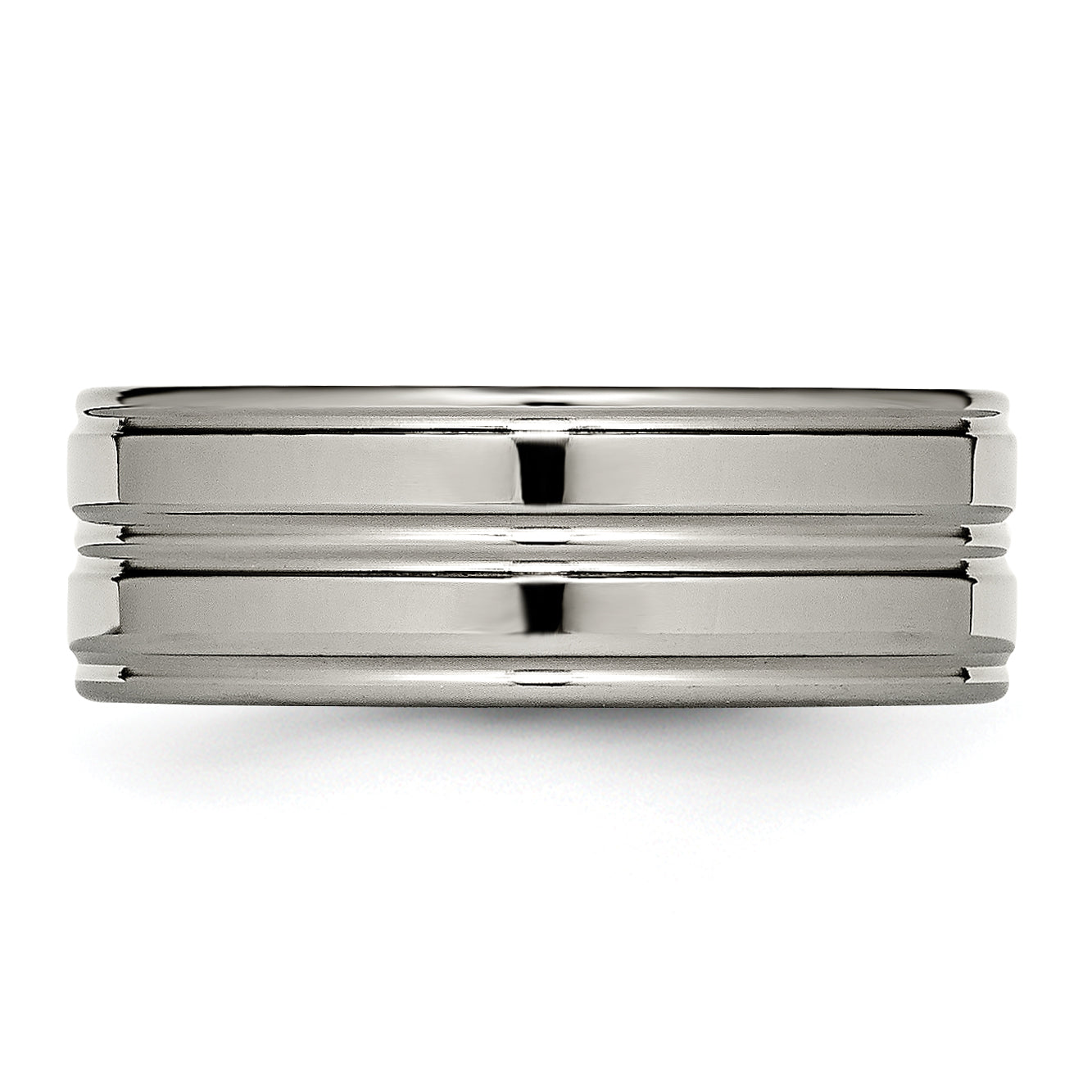 Grooved Wedding Band in Titanium, 8mm