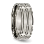 Grooved Wedding Band in Titanium, 8mm