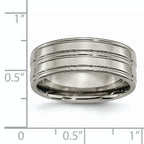 Grooved Wedding Band in Titanium, 8mm